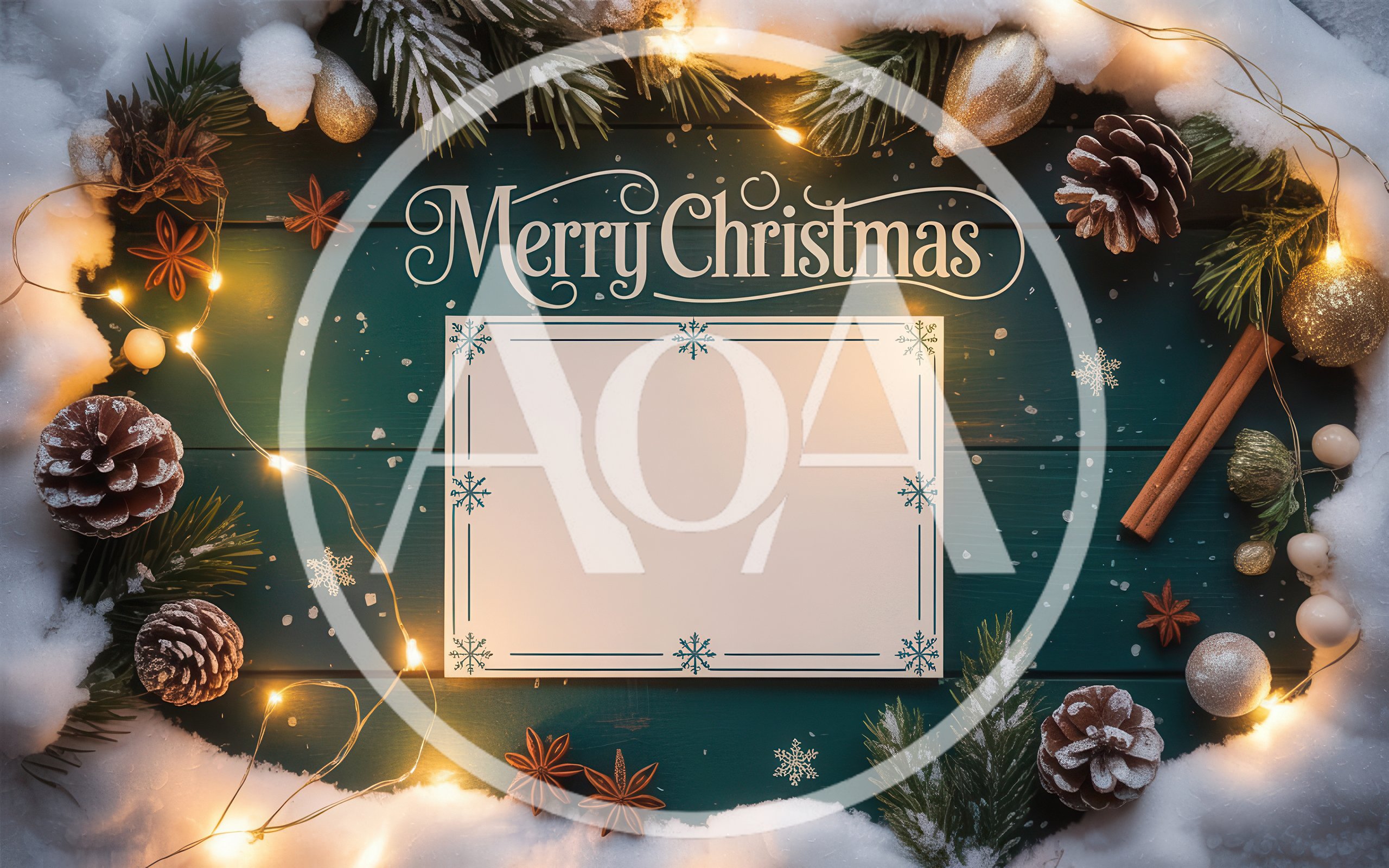 Christmas Greeting Card Mockup With Pine Cones And Lights