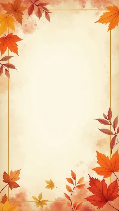 Autumnal Maple Leaf Border Frame on Vintage Paper
