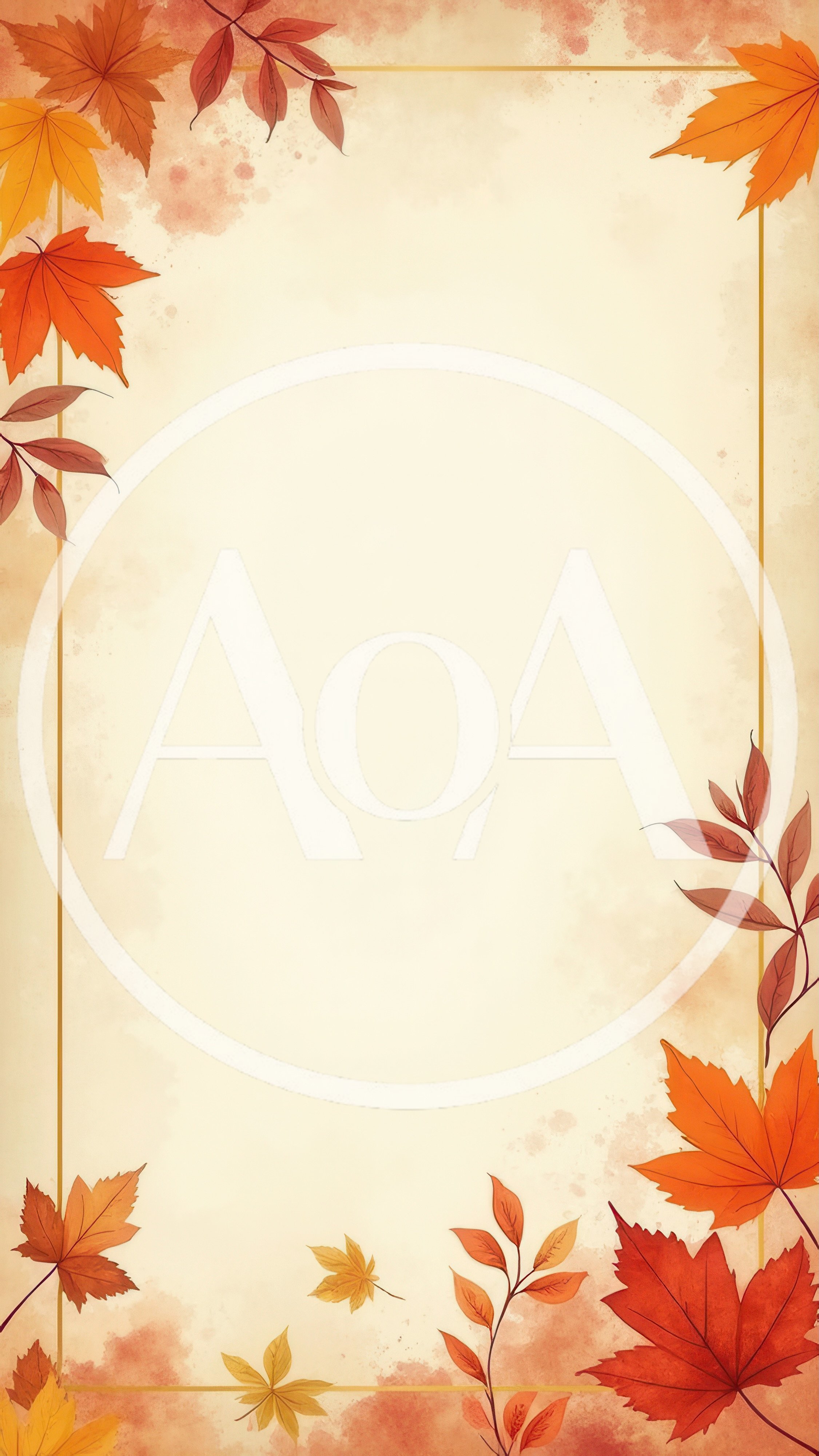 Autumnal Maple Leaf Border Frame on Vintage Paper
