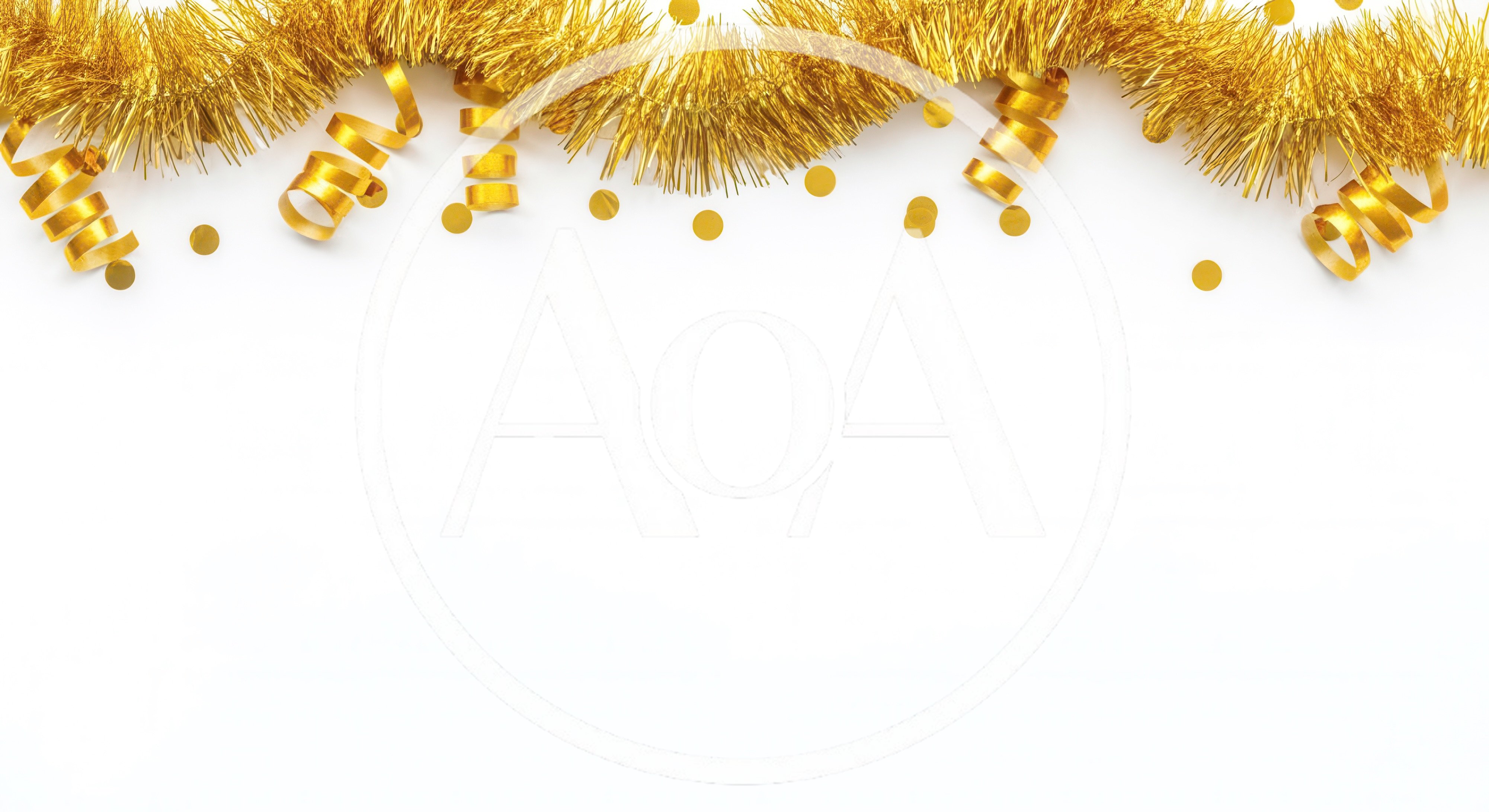 Gold Tinsel And Confetti Border On White Background