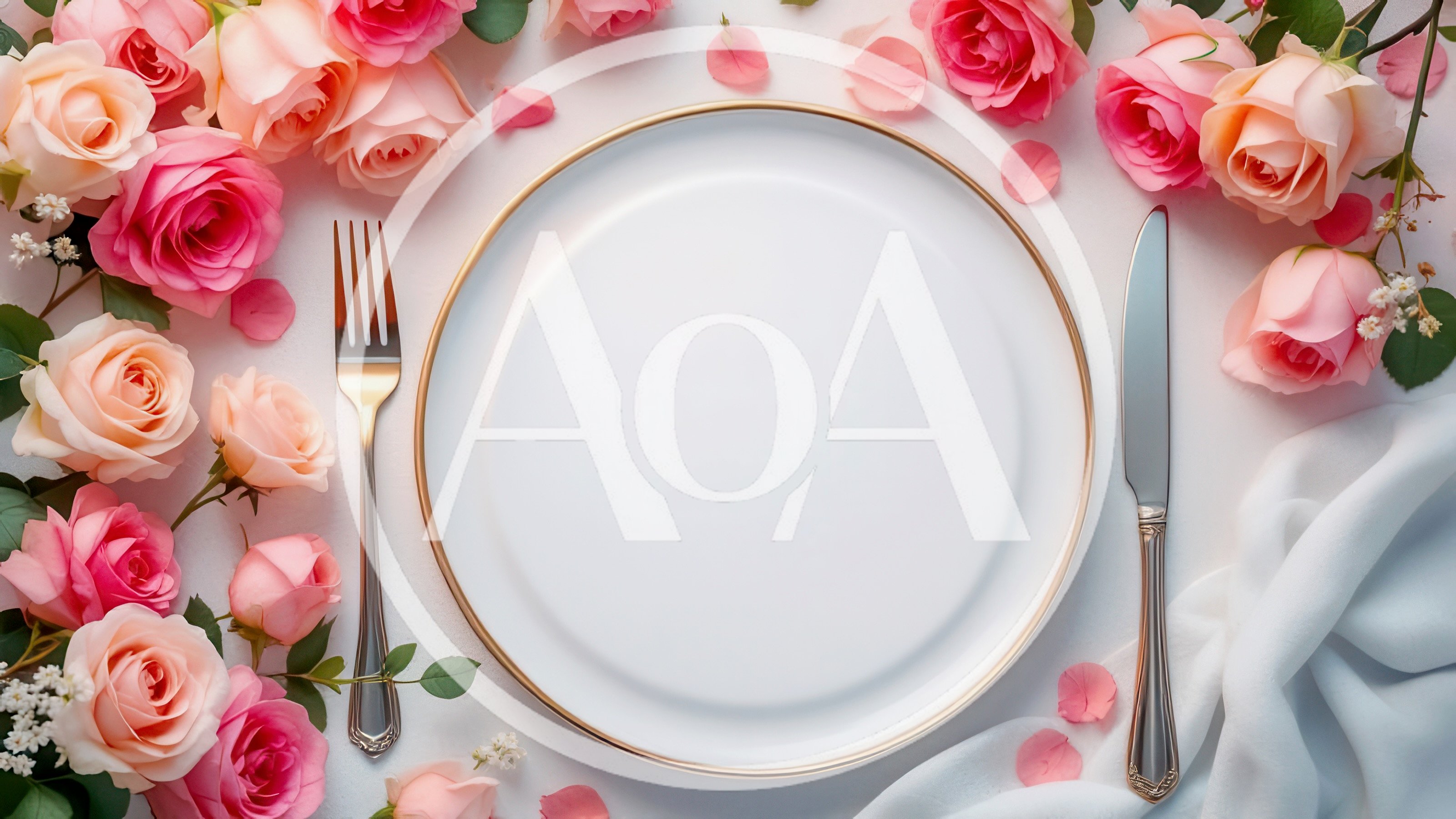 Elegant Table Setting With Roses And Cutlery