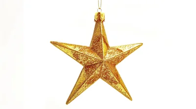 Golden Glittering Star Christmas Ornament Hanging