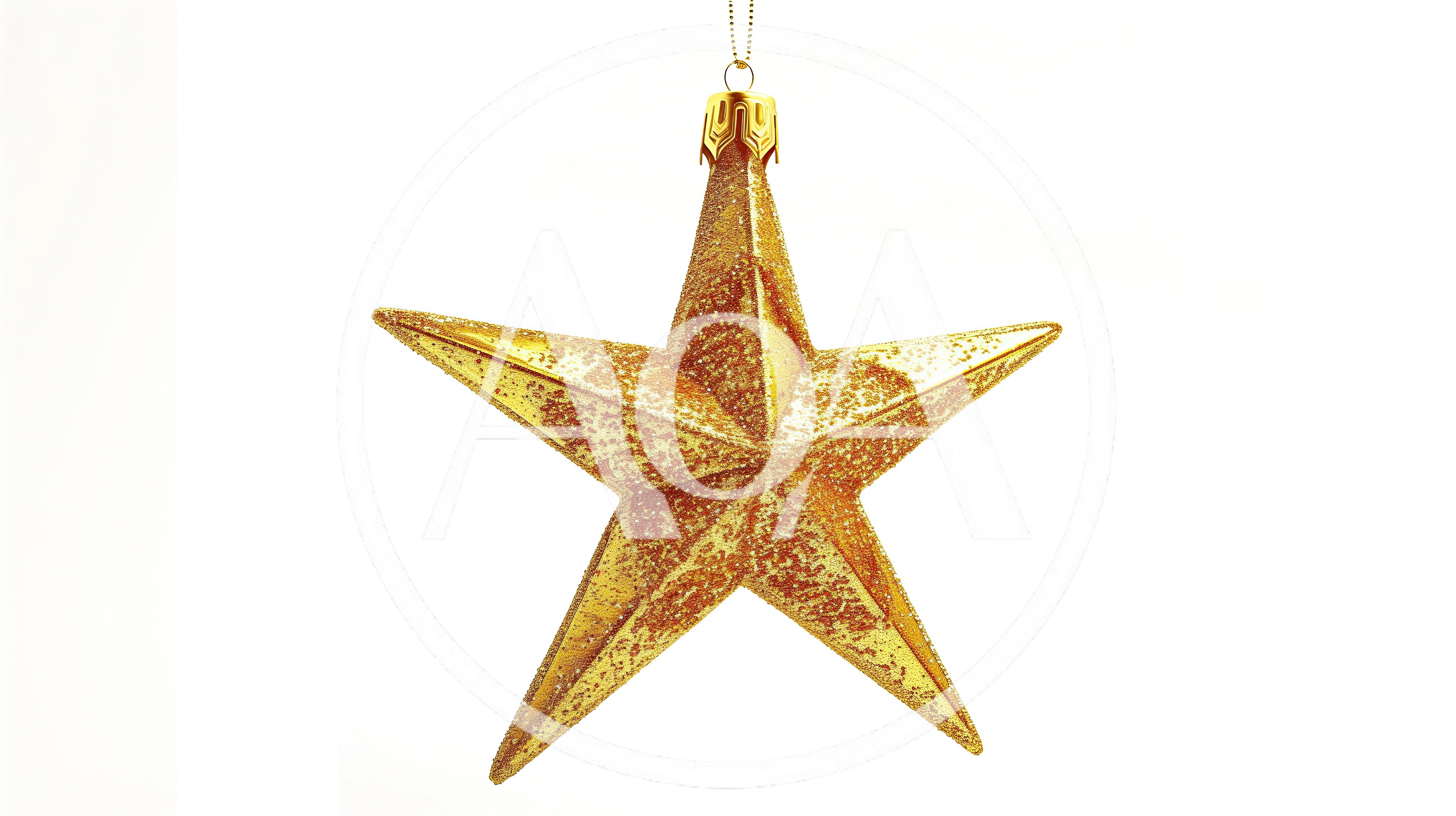 Golden Glittering Star Christmas Ornament Hanging