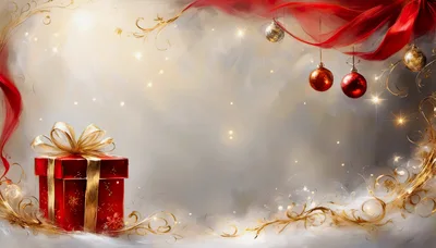 Red Christmas Gift Box With Golden Ribbon
