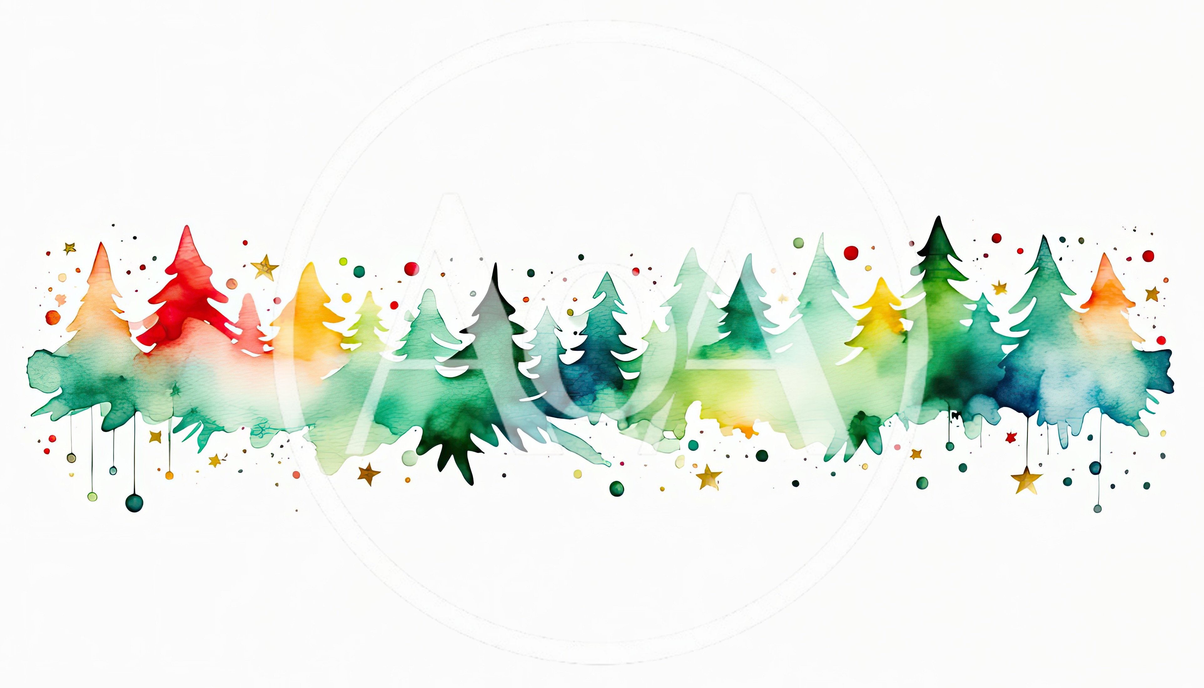 Watercolor Christmas Tree Forest Border Illustration