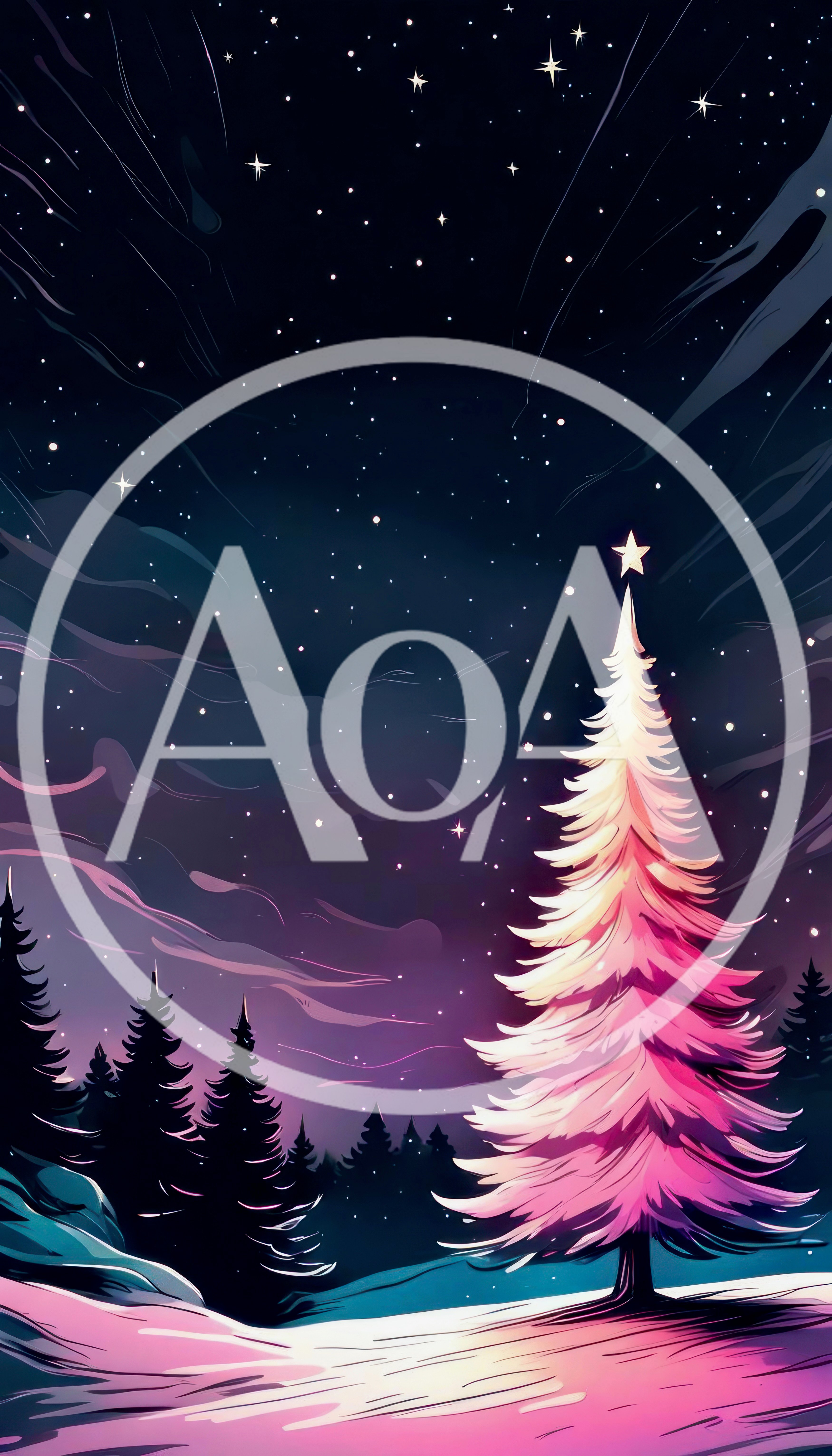 Glowing Christmas Tree In A Snowy Winter Forest