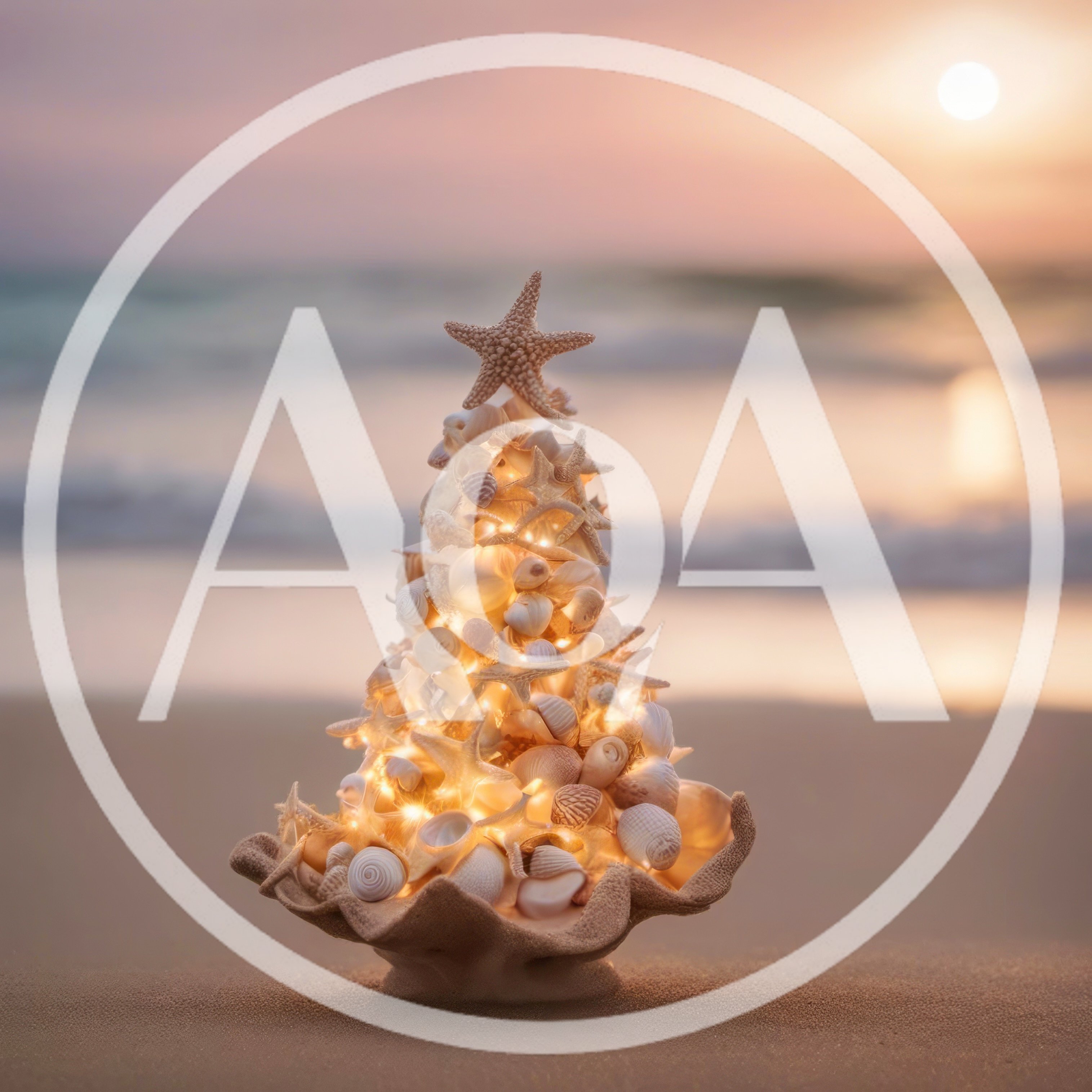 Seashell Christmas Tree Decoration On Sandy Beach