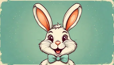 Cute Cartoon Easter Bunny Wearing A Polka Dot Bowtie