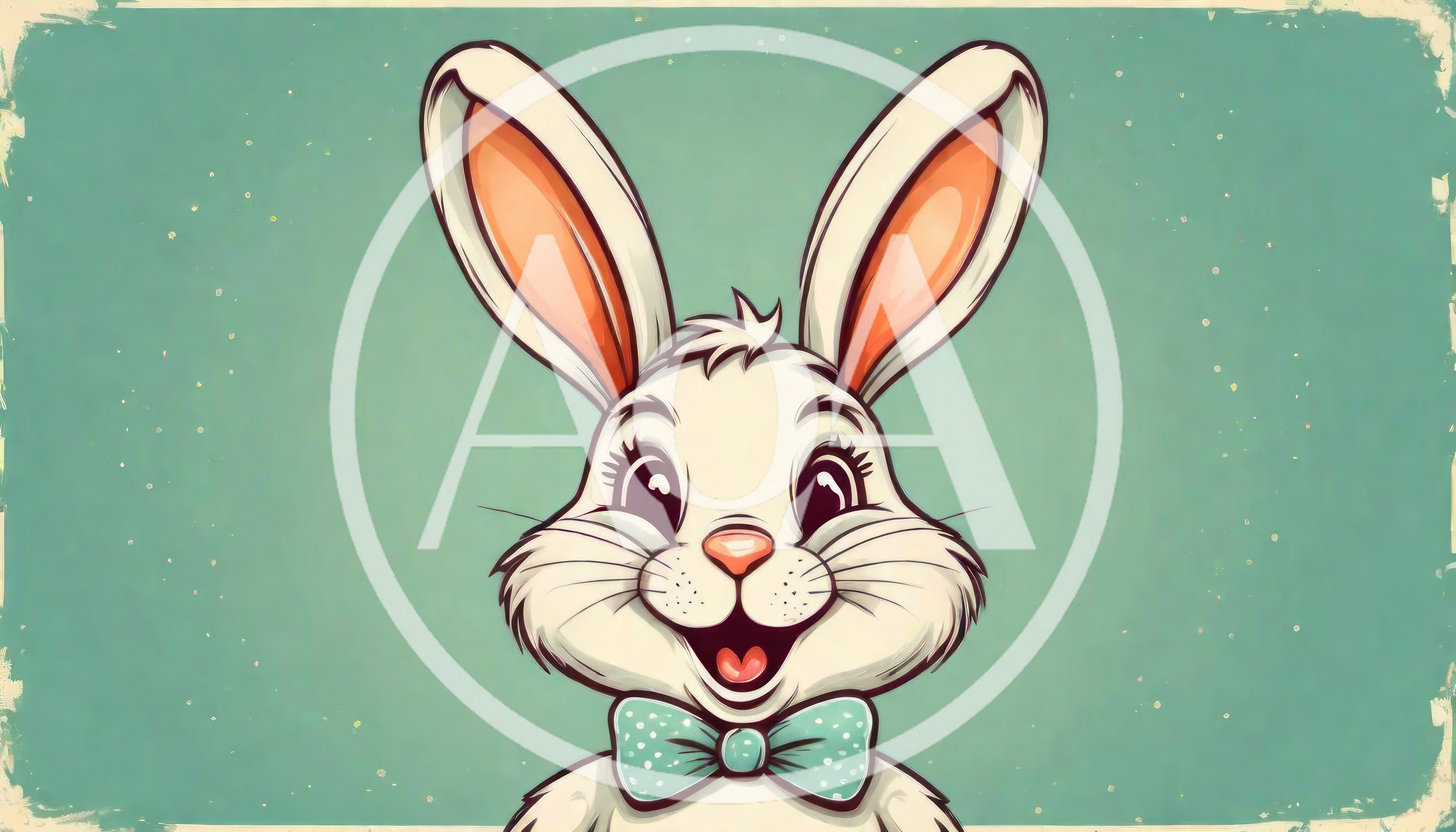 Cute Cartoon Easter Bunny Wearing A Polka Dot Bowtie