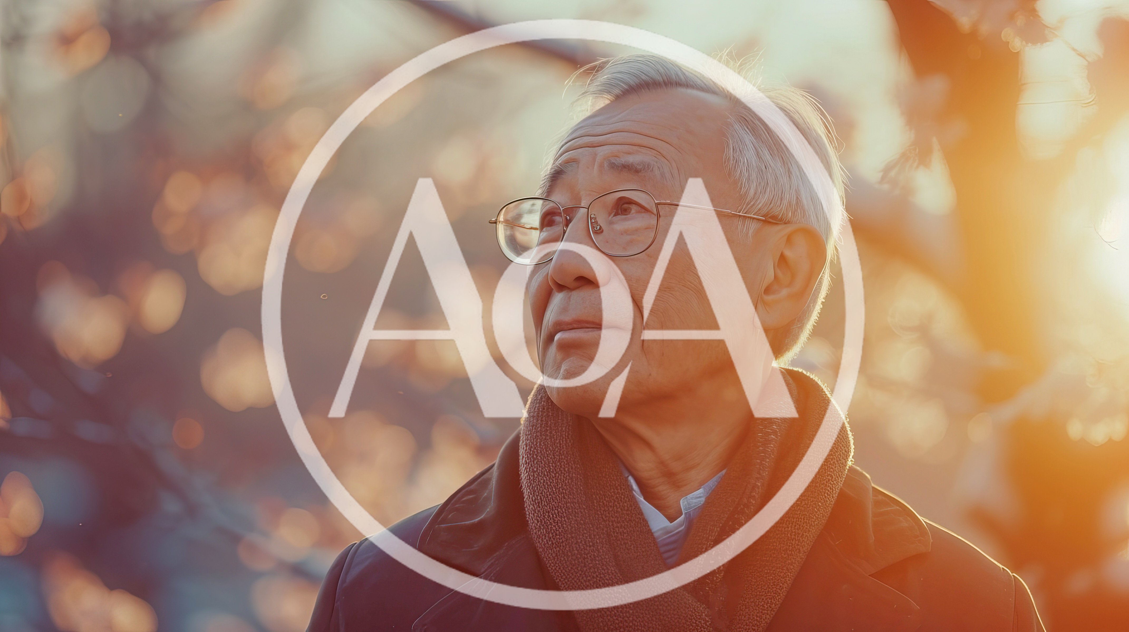 Elderly Asian Man Looking Upwards Outdoors
