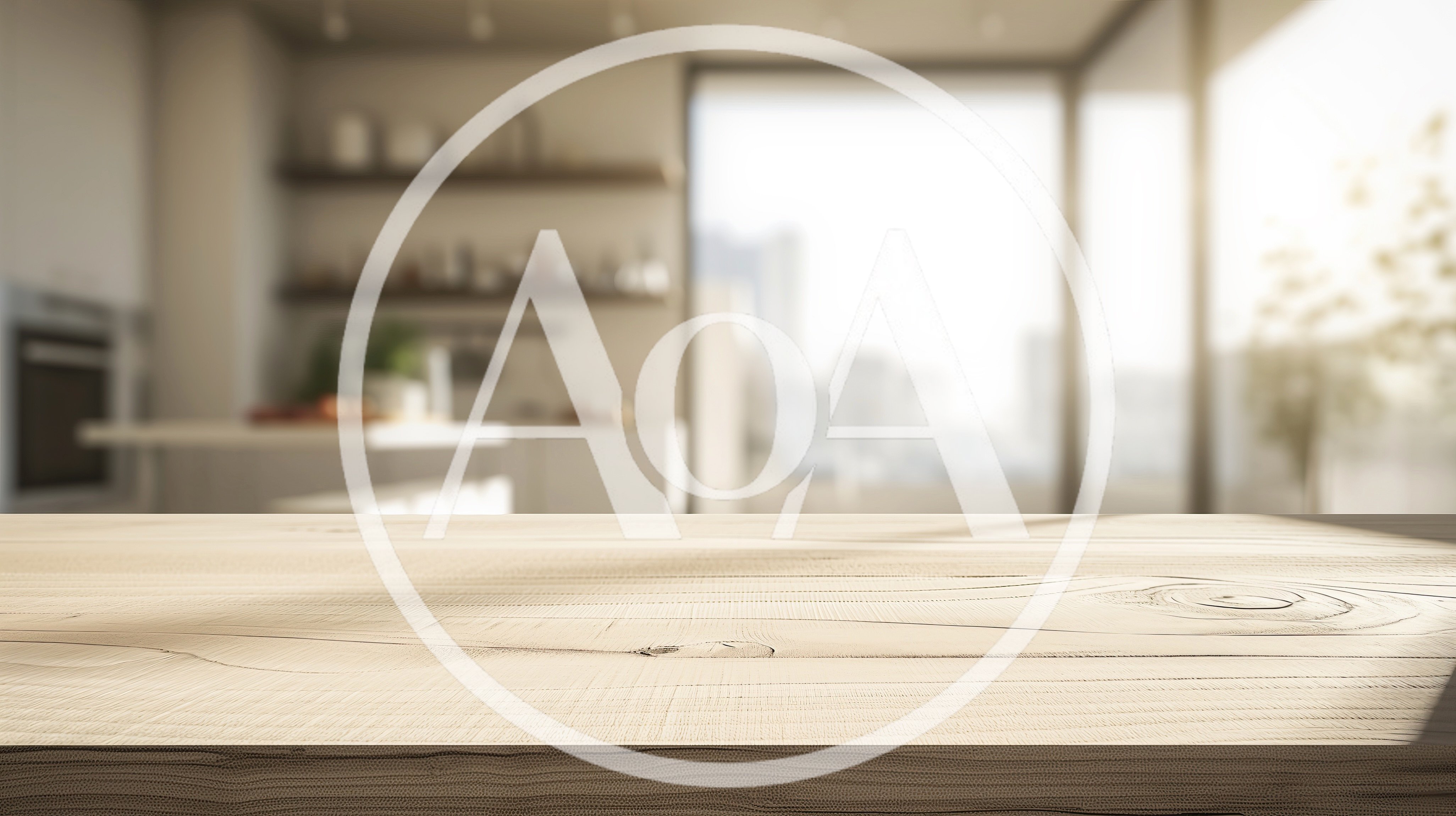 Empty Wooden Table In Modern Kitchen Interior