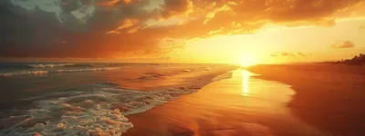 Golden Sunset Over A Calm Tropical Beach