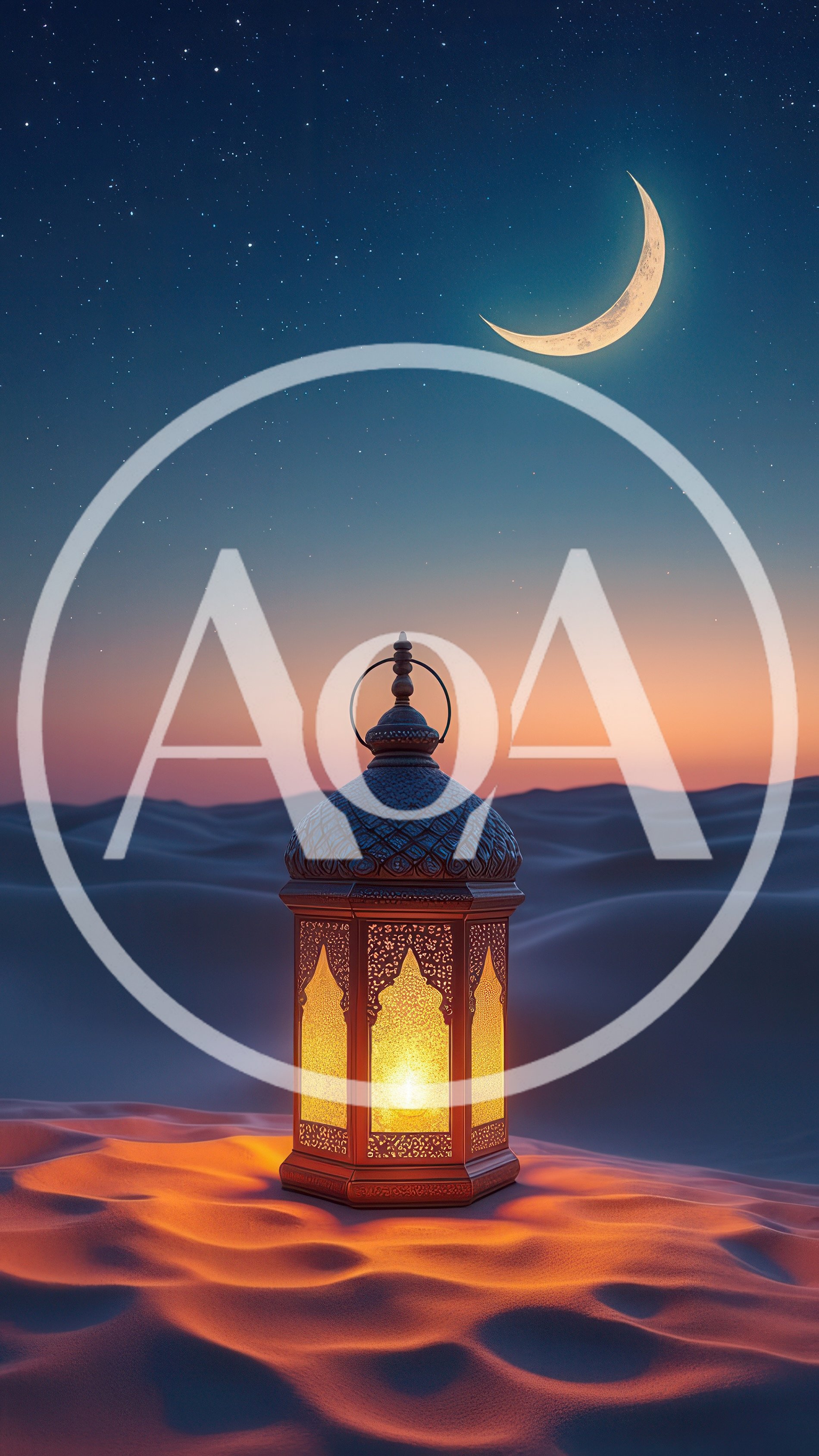 Glowing Ramadan Lantern On Desert Sand Dunes