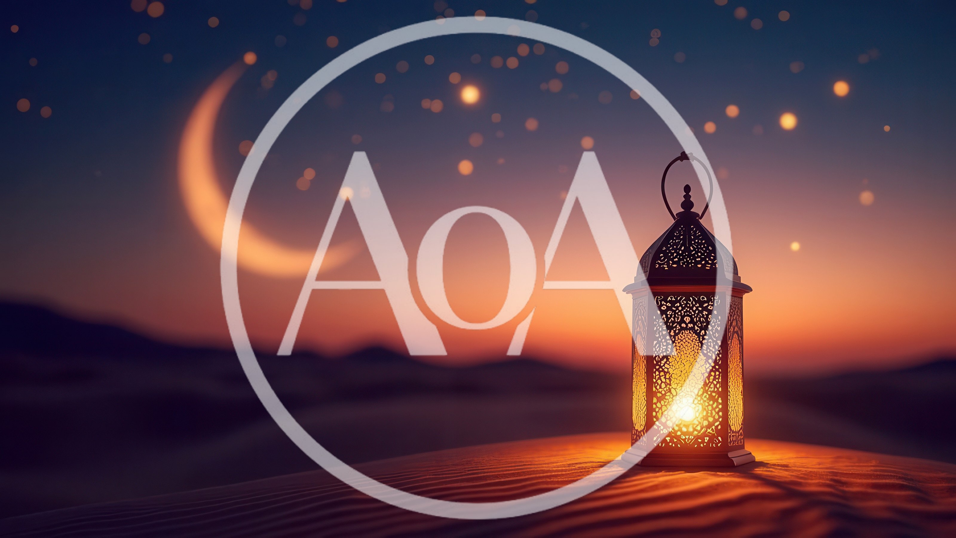 Glowing Ramadan Lantern on Desert Sand Dunes