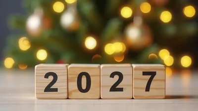 Wooden Blocks Displaying The Year 2027