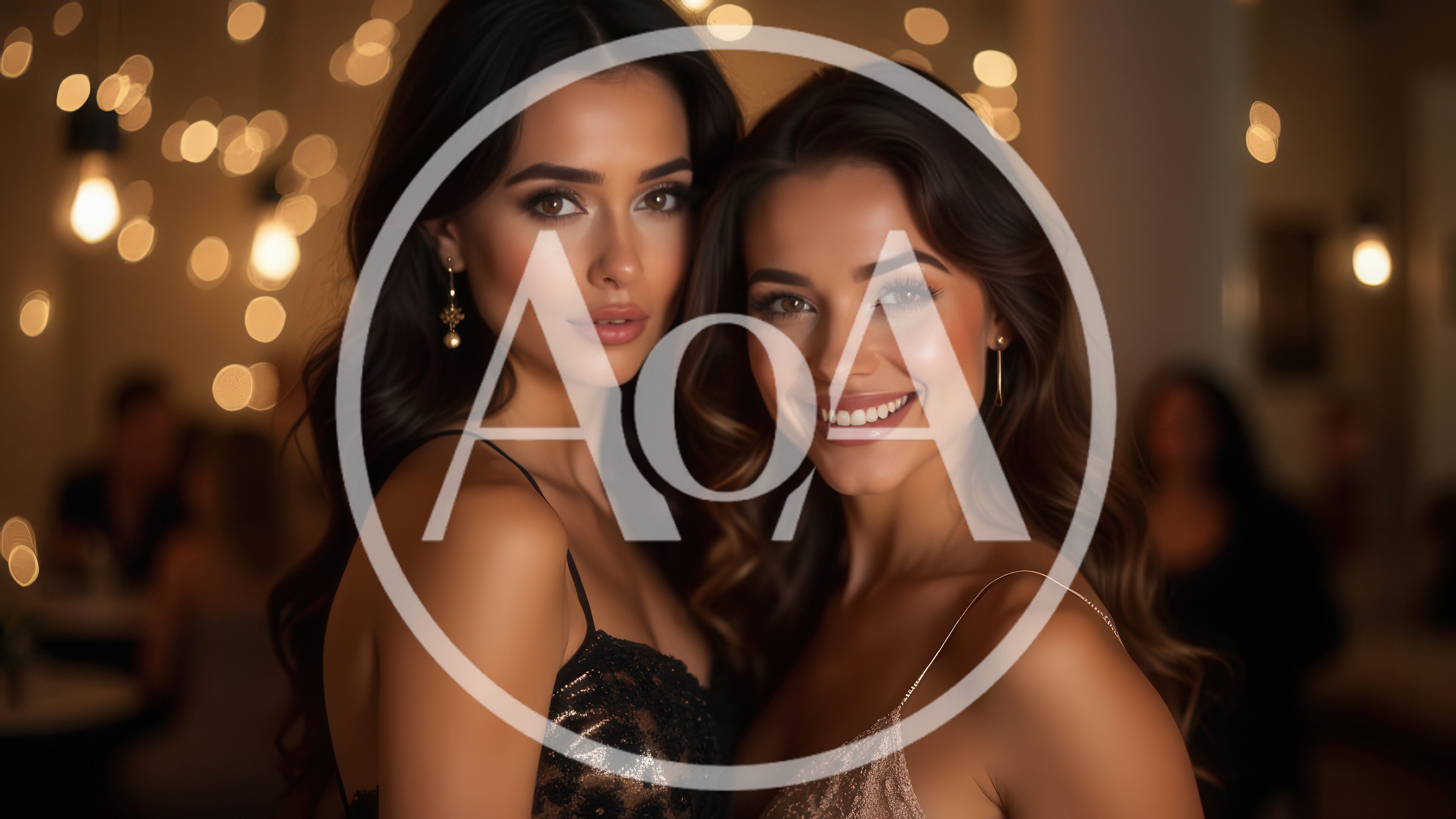 Two Beautiful Women Smiling At A Festive Evening Party