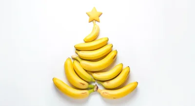 Banana Christmas Tree Shape On White Background