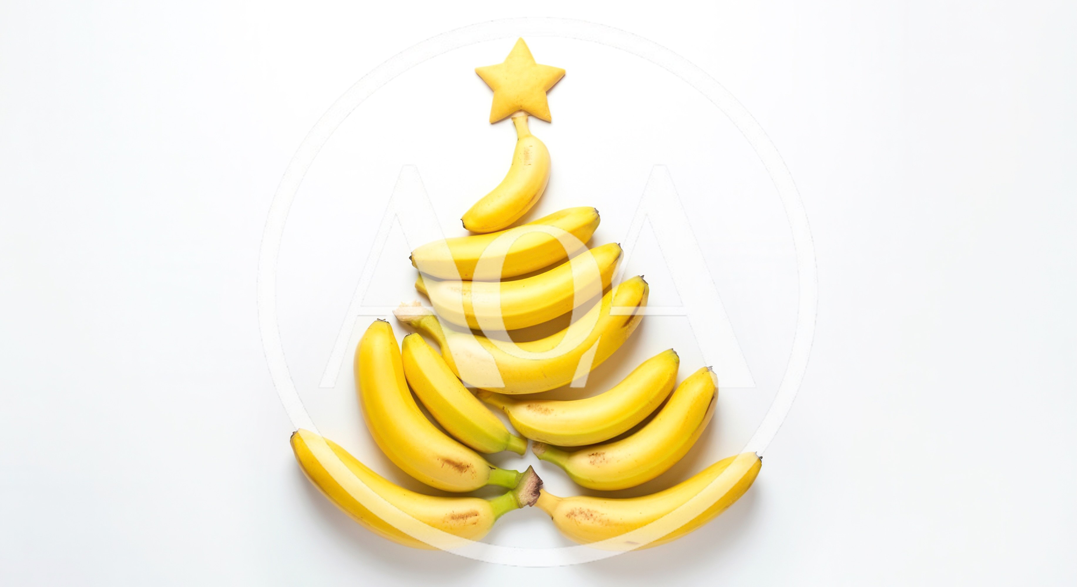 Banana Christmas Tree Shape On White Background