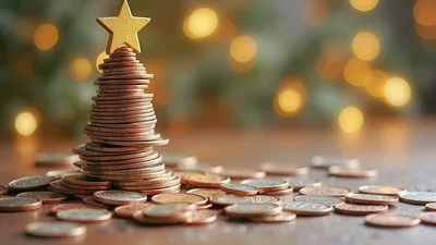 Christmas Tree Made Of Stacked Coins