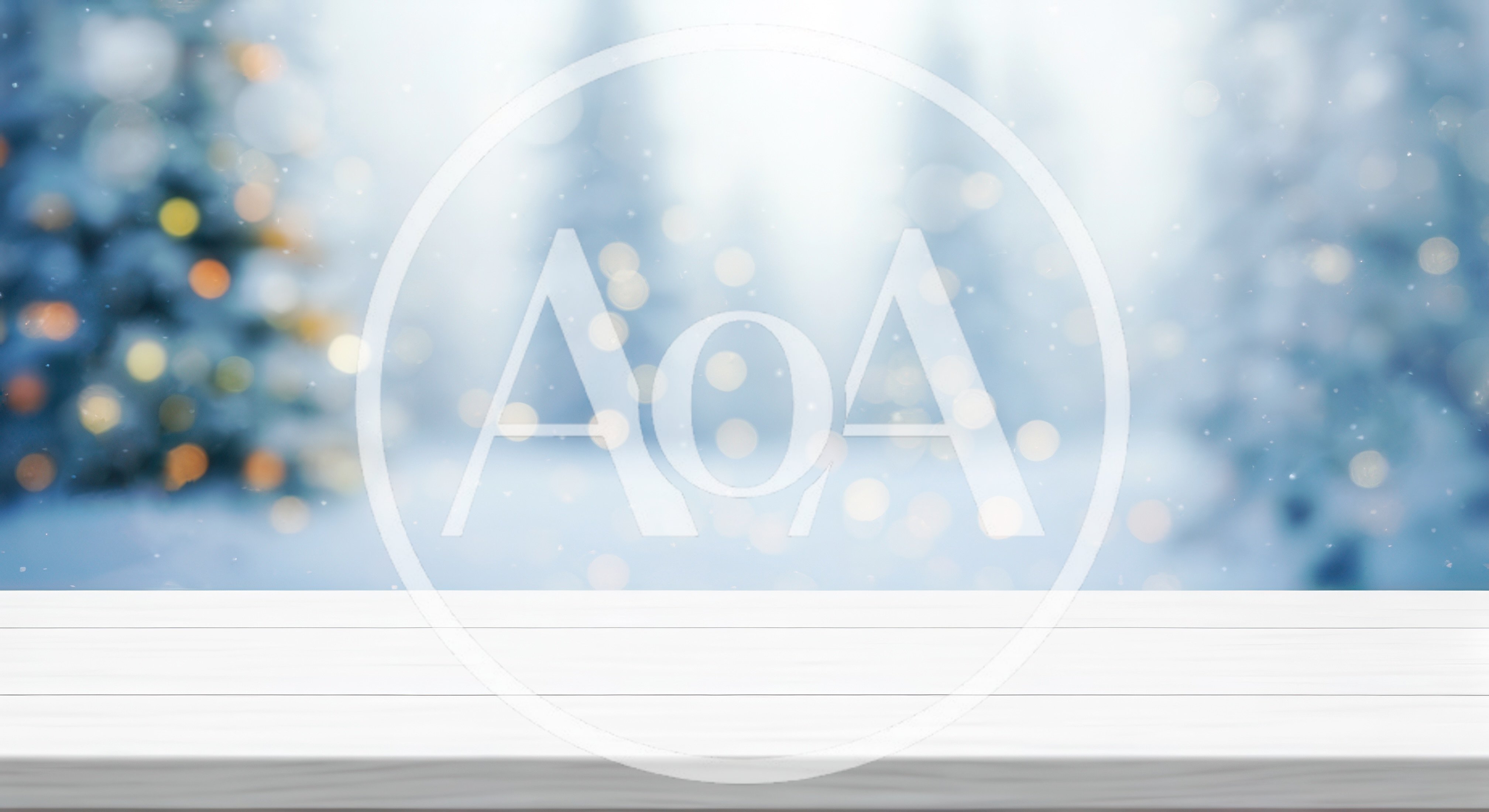 Empty White Wooden Table Against Blurred Christmas Background