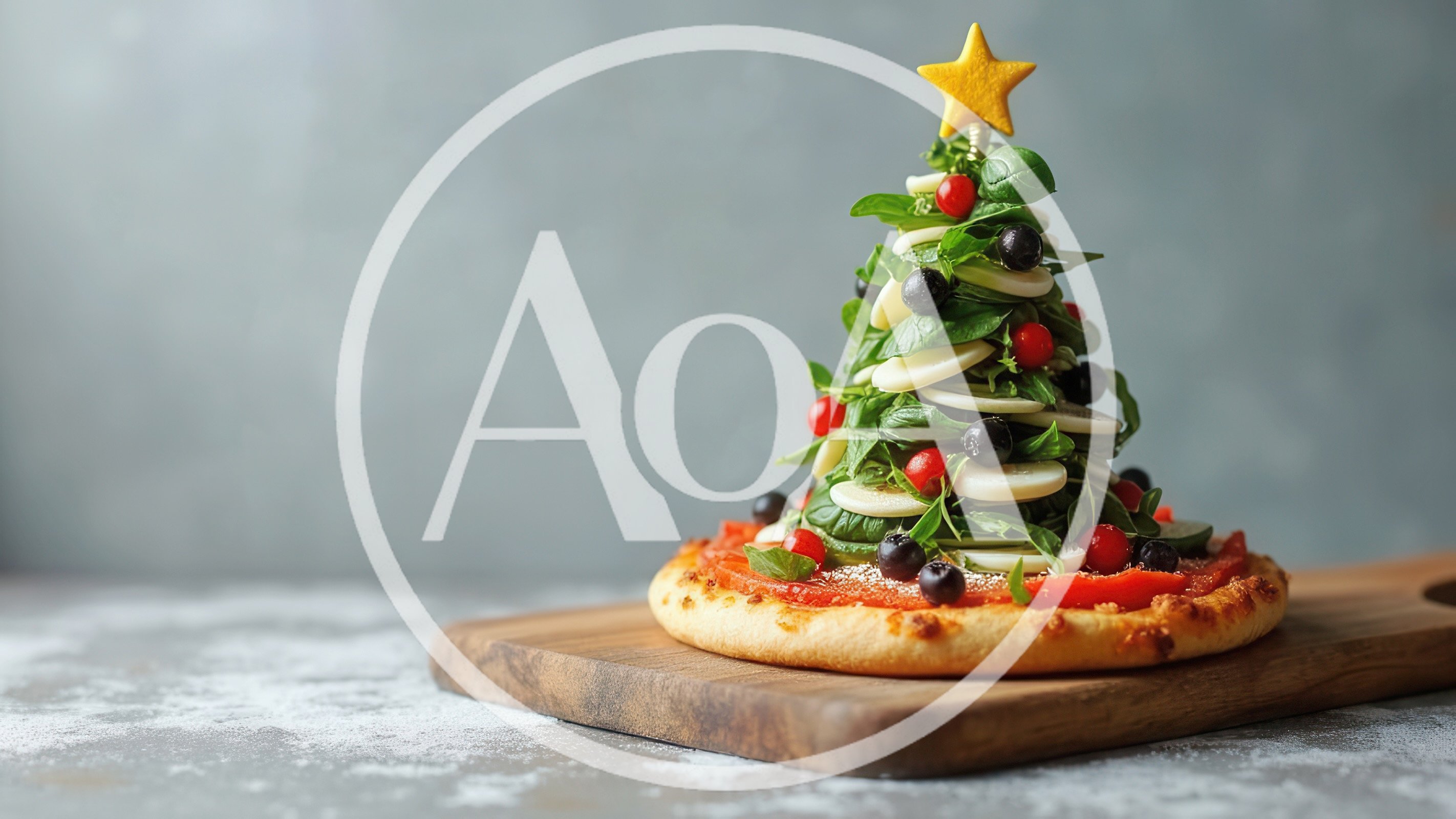 Christmas Tree Shaped Pizza With Fresh Salad Toppings