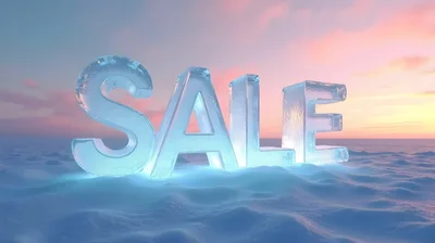 Ice Sculpted Sale Text On Snowy Landscape
