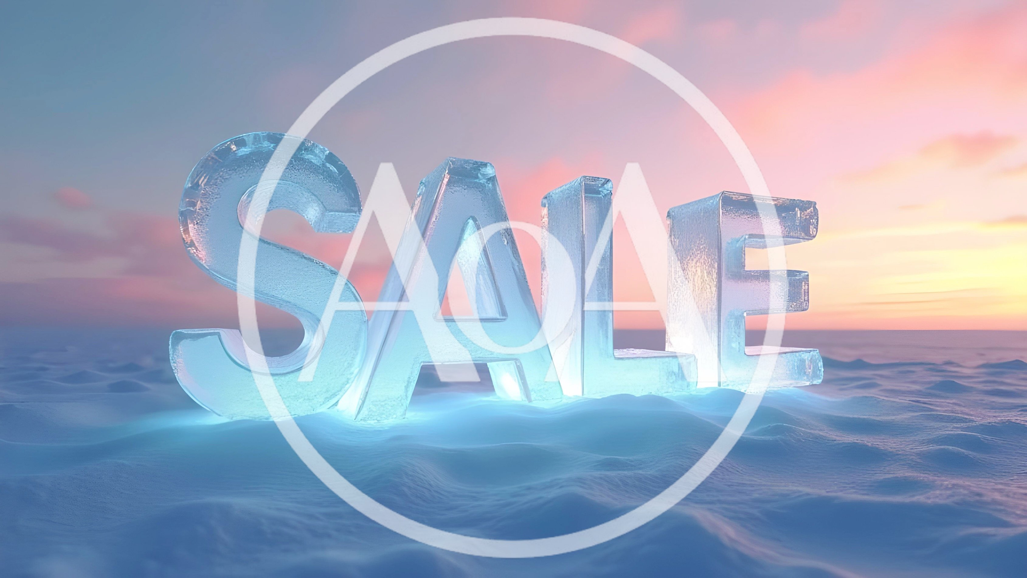 Ice Sculpted Sale Text On Snowy Landscape