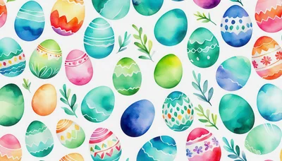 Watercolor Easter Egg Pattern Background