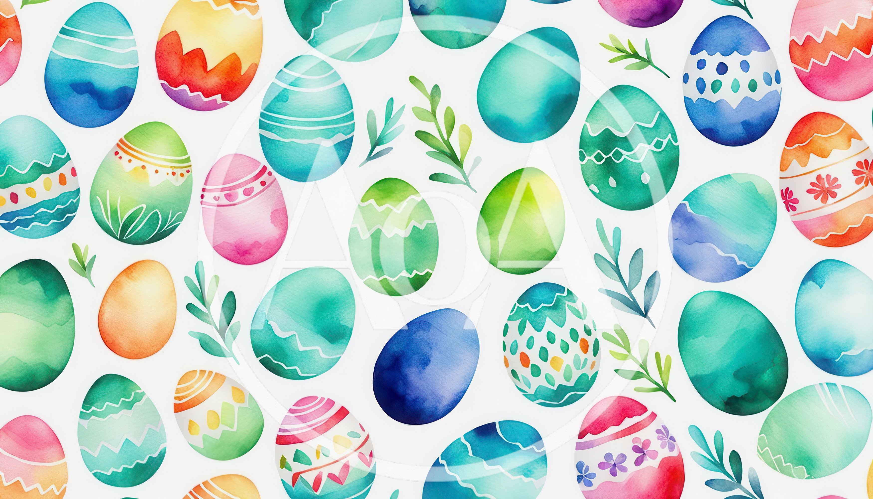 Watercolor Easter Egg Pattern Background