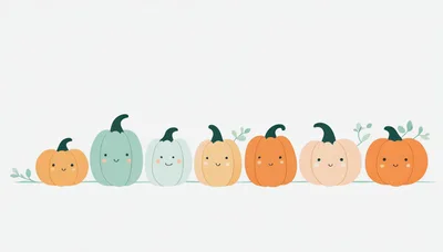 Cute Cartoon Pumpkin Characters In A Row
