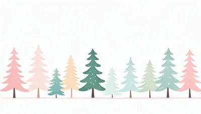 Pastel Colored Christmas Trees Illustration