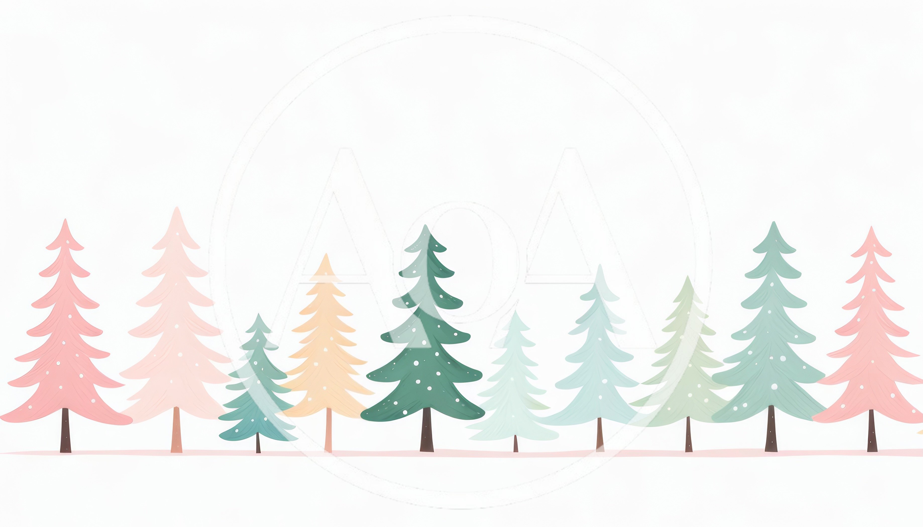 Pastel Colored Christmas Trees Illustration