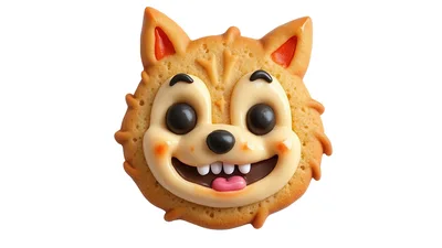 Cute Cartoon Animal Face Cookie Isolated