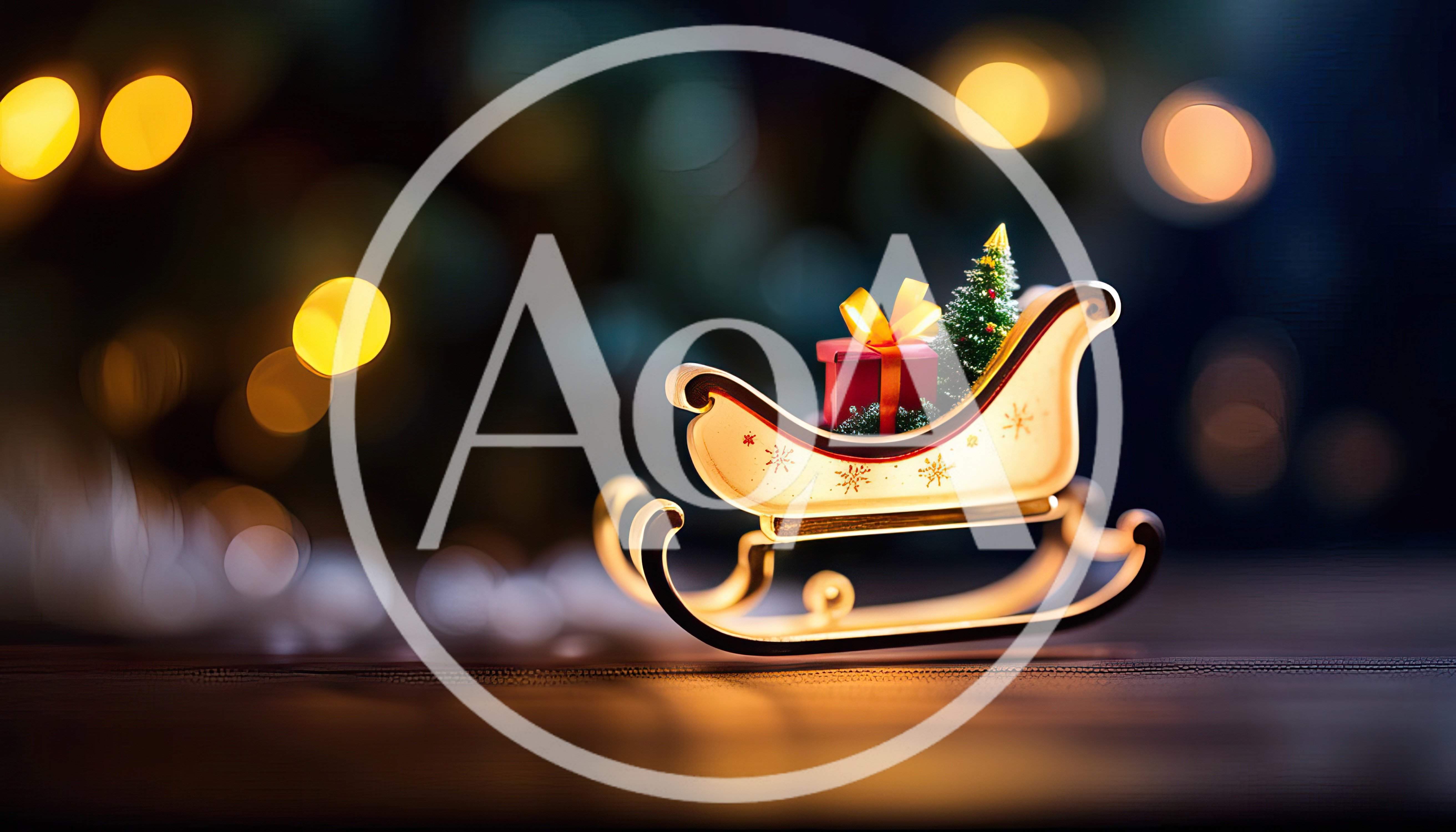 Miniature Christmas Sleigh With Gift And Tree