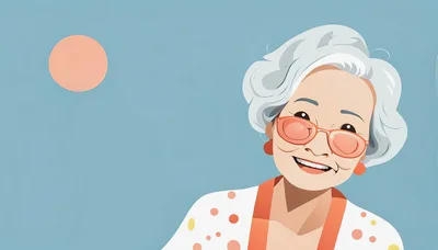 Cheerful Elderly Asian Woman Wearing Stylish Glasses