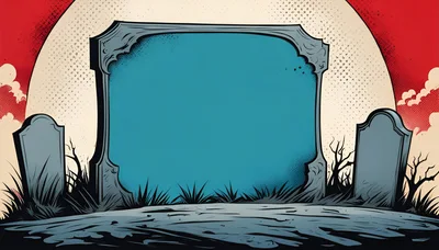 Comic Book Style Graveyard Scene With Blank Tombstone