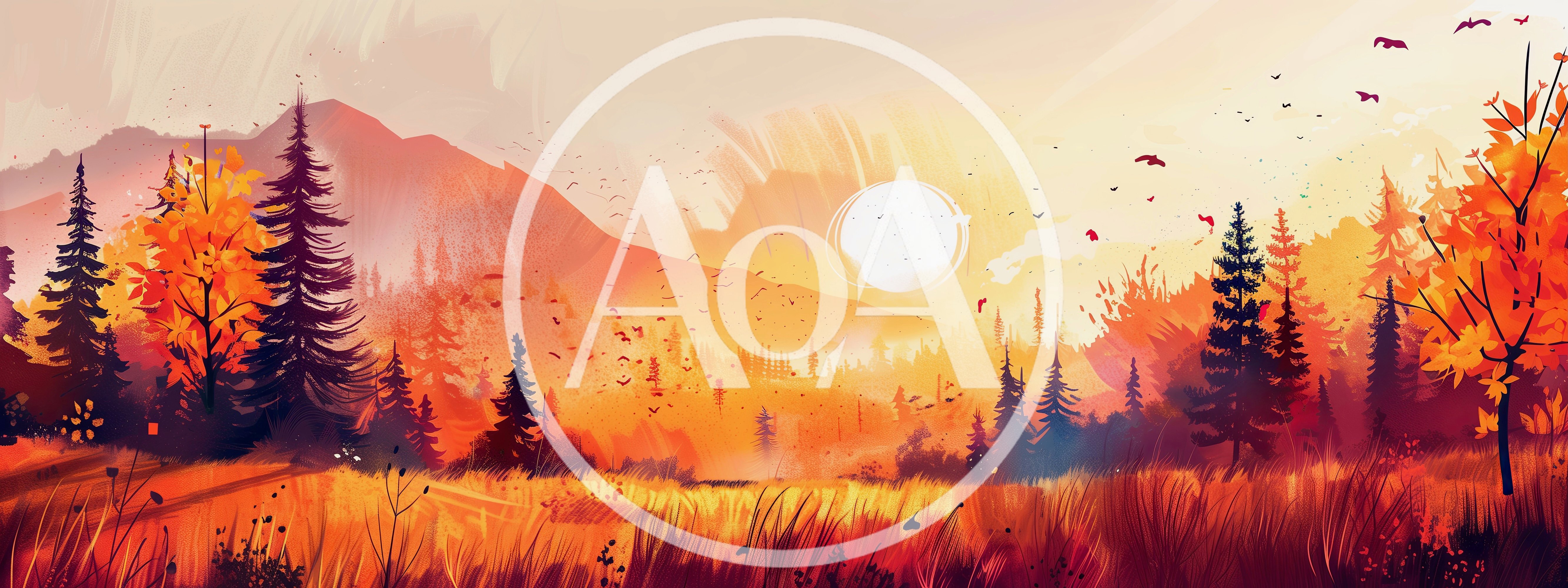 Autumn Landscape With Golden Sunset And Pine Forest