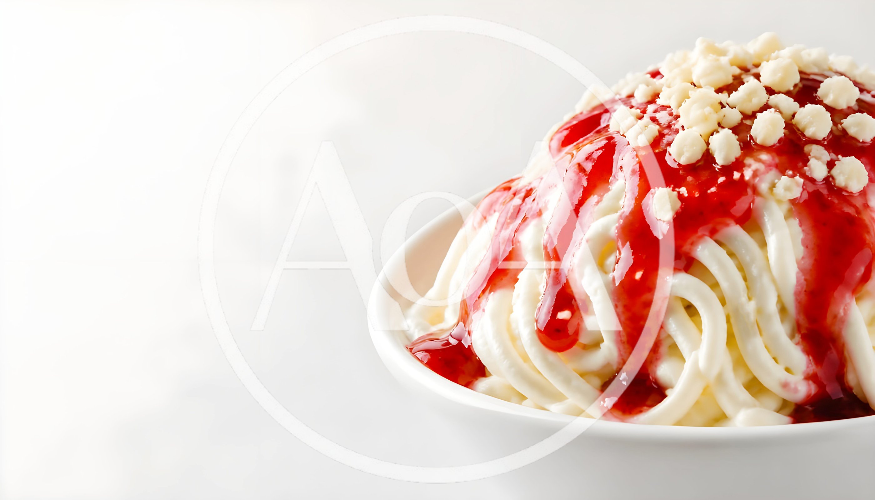 Spaghetti Ice Cream Dessert With Strawberry Sauce