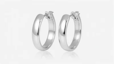 Pair Of Polished Silver Hoop Earrings