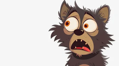 Cartoon Wolf Character With A Shocked Expression