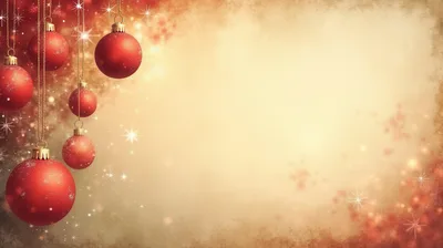 Red Christmas Ornaments Hanging Against A Golden Background