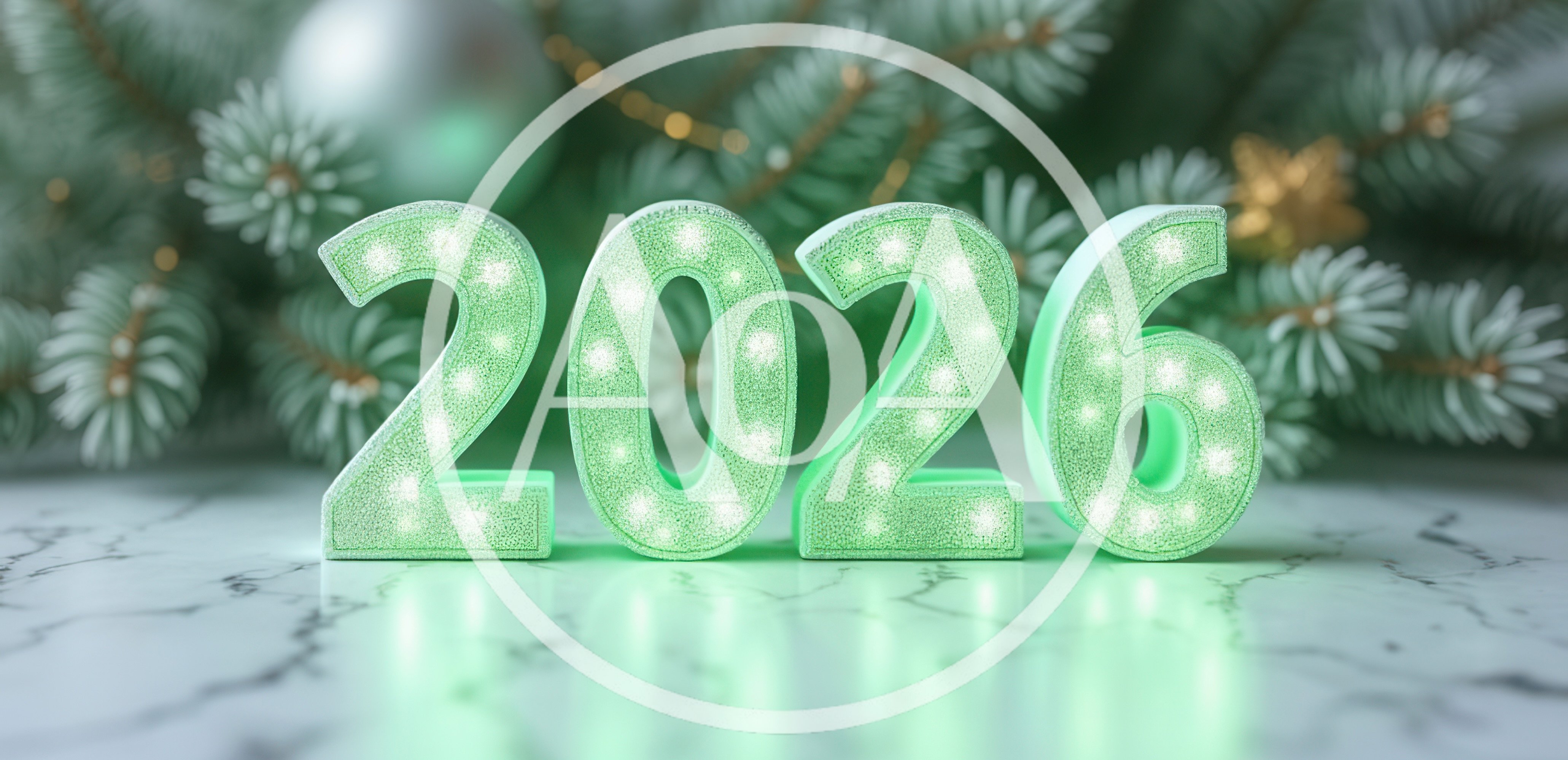 Lighted 2026 New Year Numbers On Marble Surface