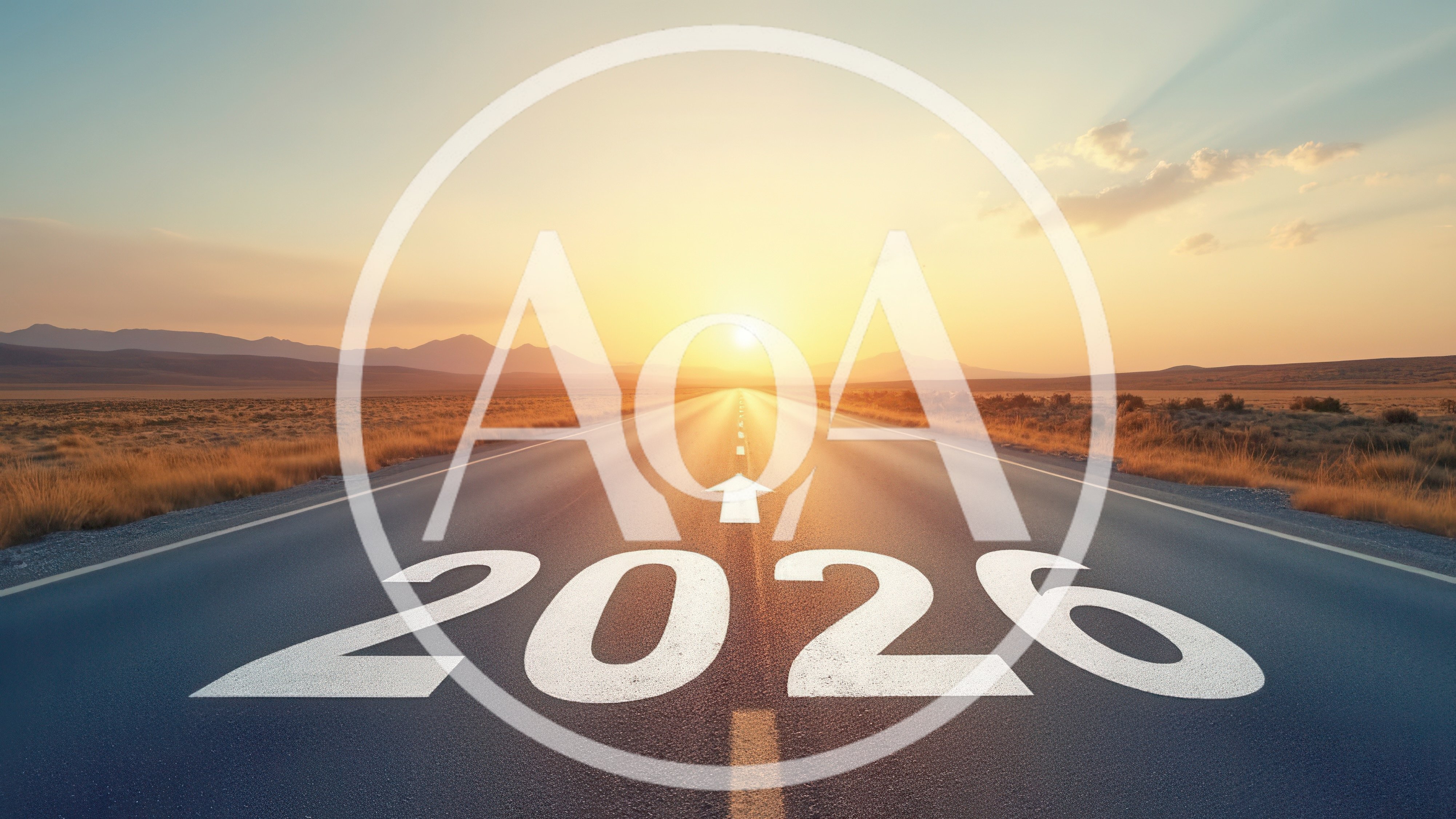 Road Leading Toward The Year 2026 At Sunrise