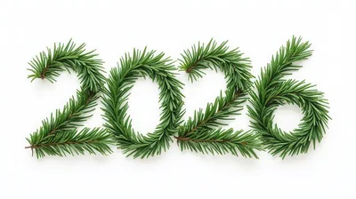 2026 New Year Greeting Made Of Pine Branches