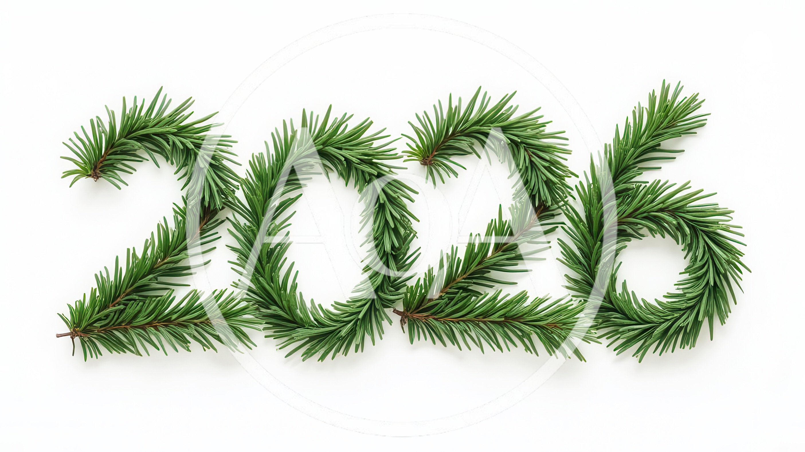2026 New Year Greeting Made Of Pine Branches