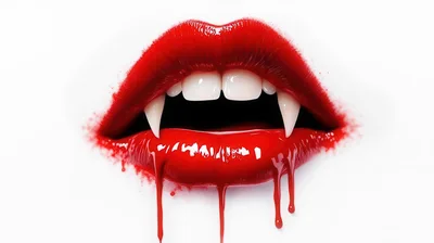 Vampire Lips With Dripping Red Blood