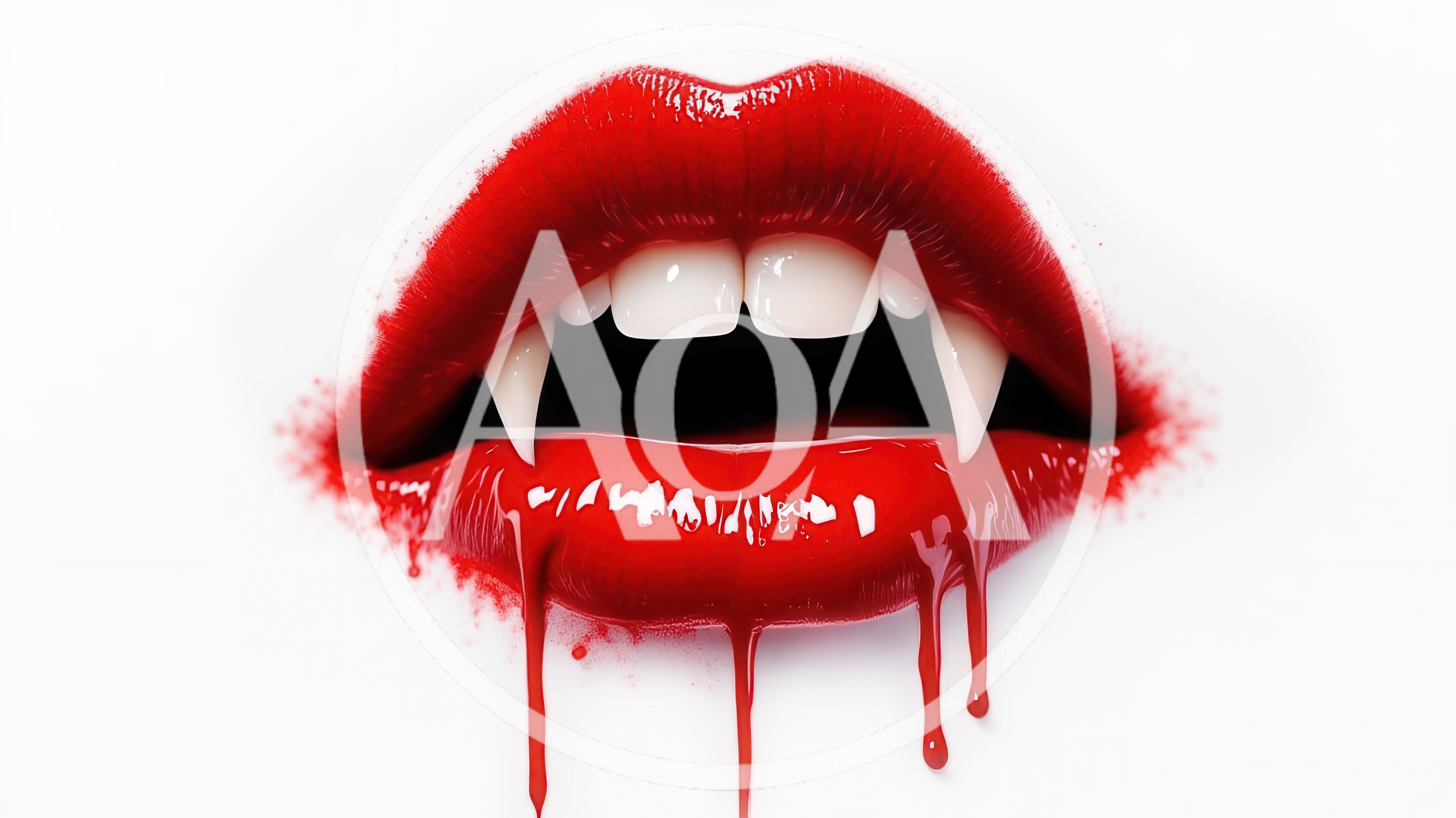 Vampire Lips With Dripping Red Blood
