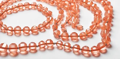 Peach Colored Faceted Crystal Bead Necklace