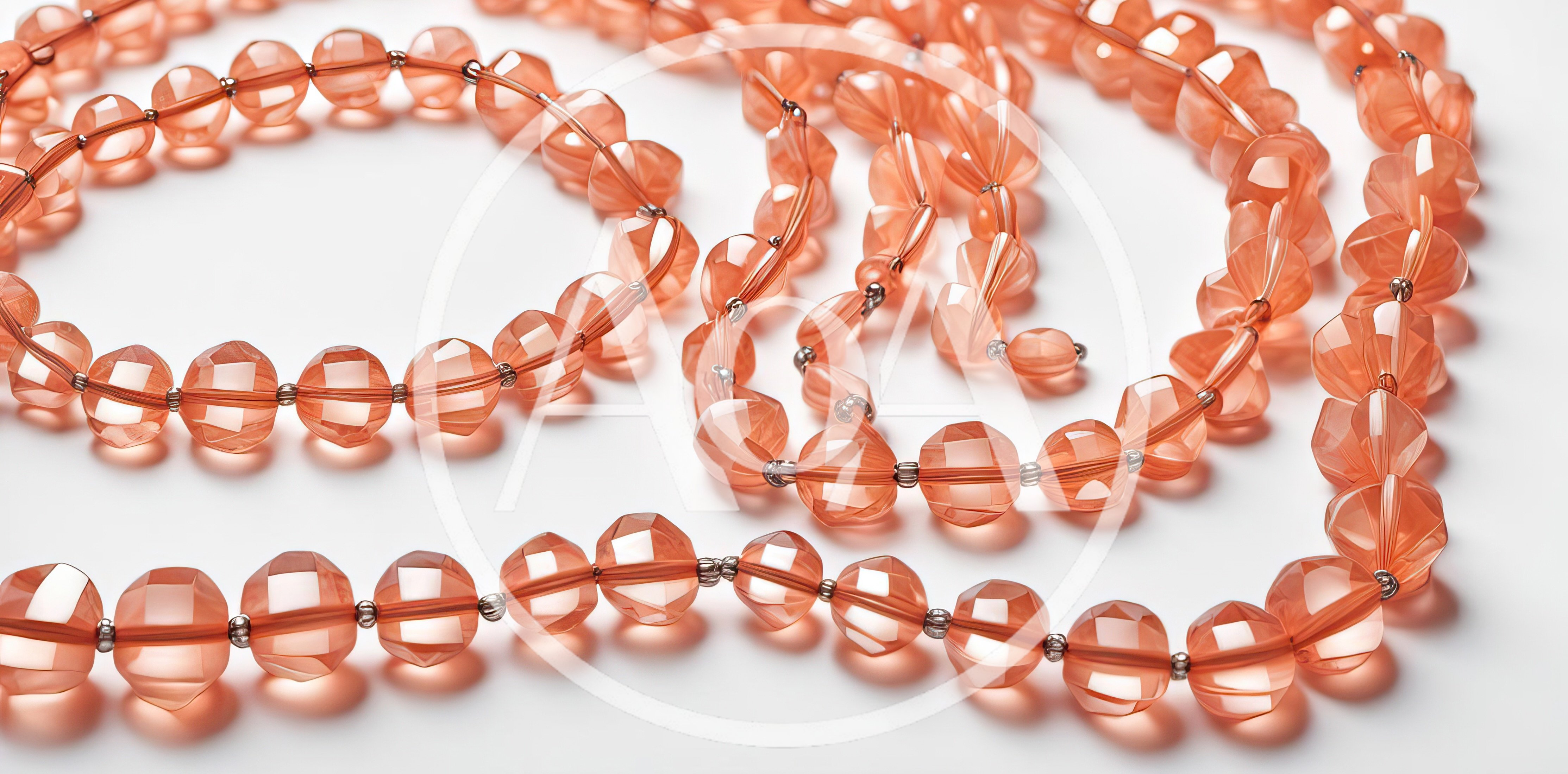 Peach Colored Faceted Crystal Bead Necklace