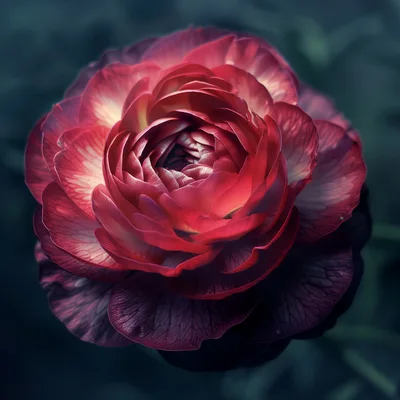 Macro Close Up Of A Deep Red Ranunculus Flower